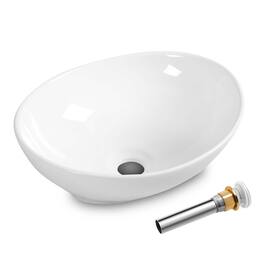 Oval Bathroom Basin Ceramic Vessel Sink Bowl Vanity Porcelain w/ Pop Up Drain