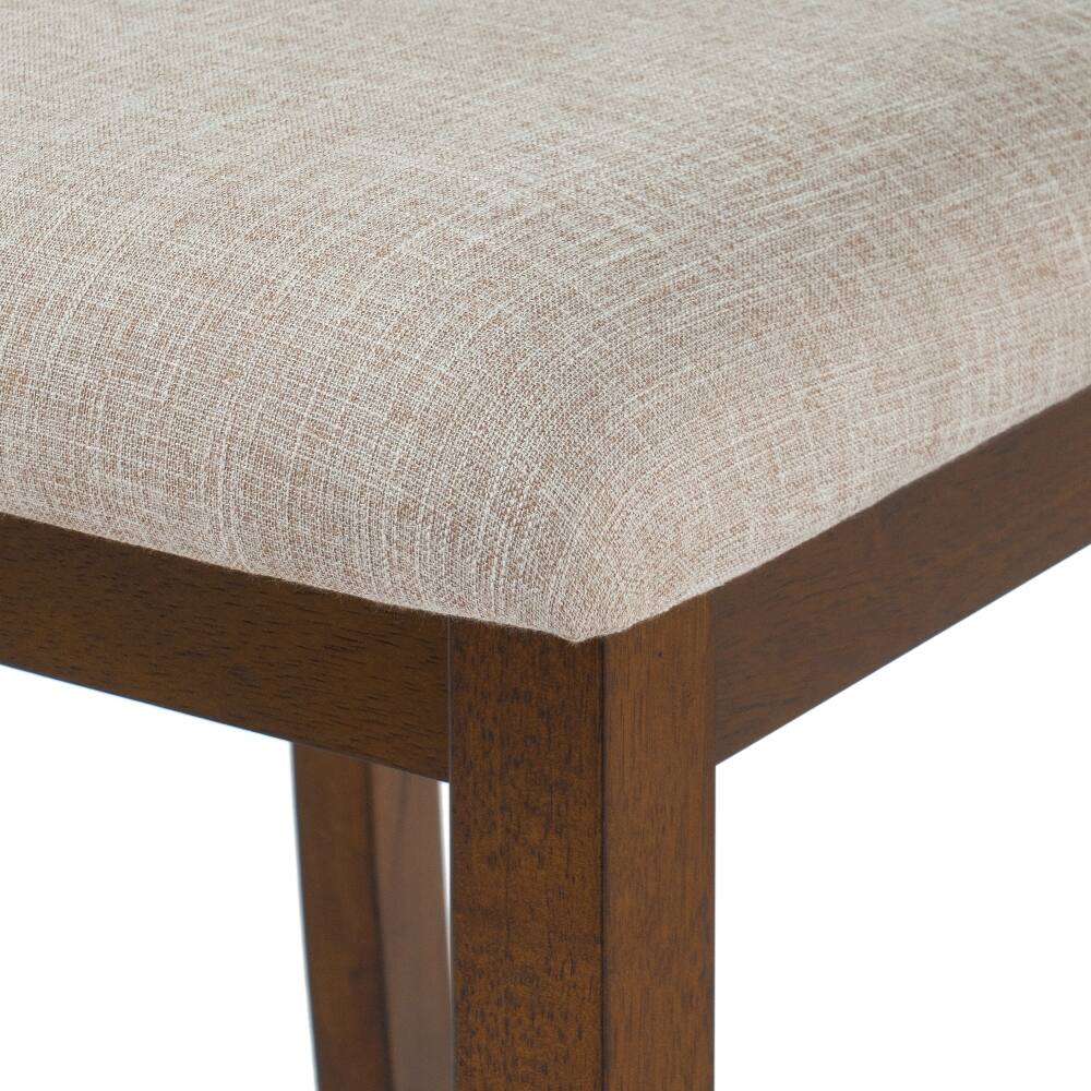 Alt View 8. Loheer - Loheer Dining Chairs Set of 2 Mid-Century Modern Upholstered High Back Rubberwood Padded Kitchen Desk Chairs Brown Beige - Brown, Beige.