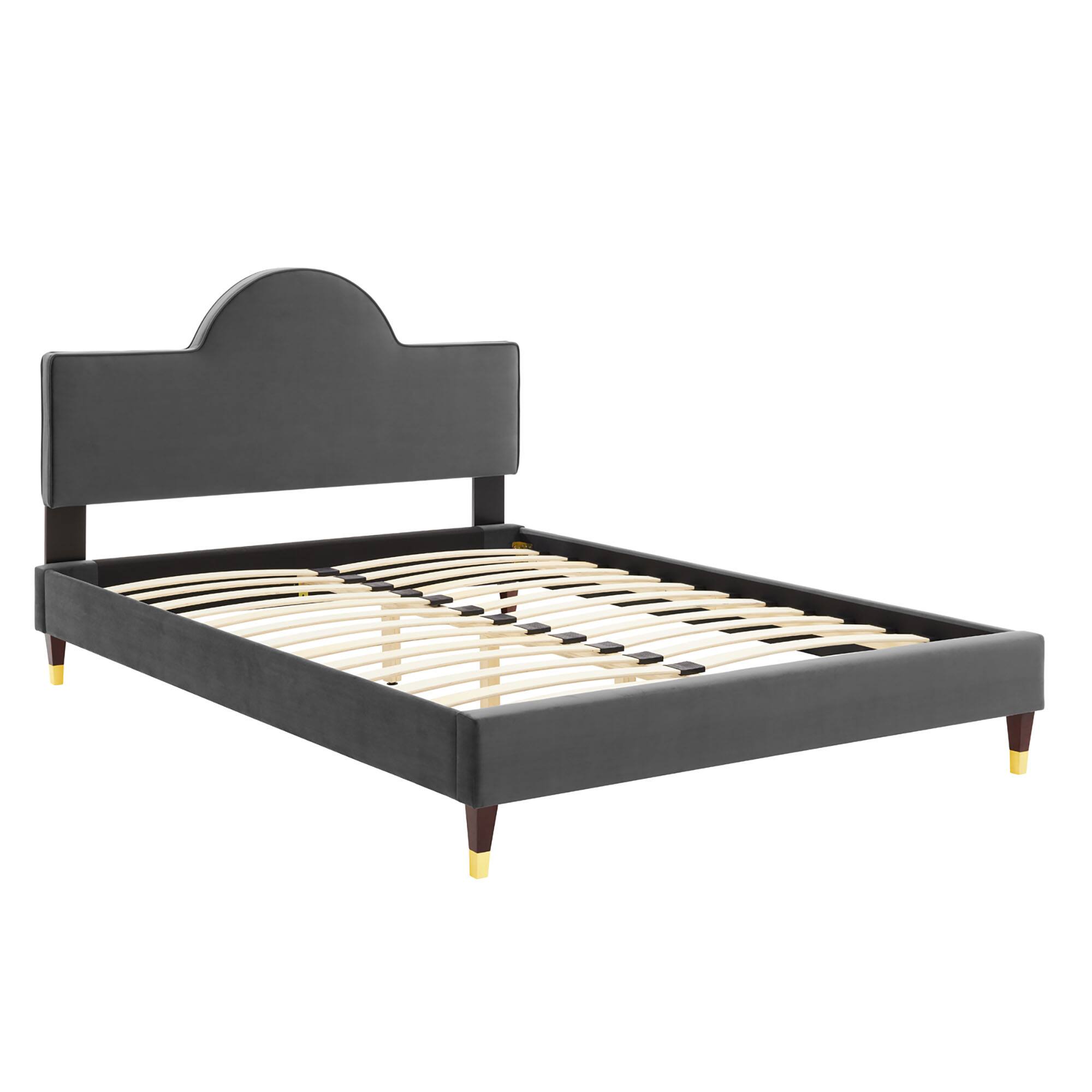 Back. Modway - Yasmine Channel Tufted Performance Velvet King Platform Bed - Red.