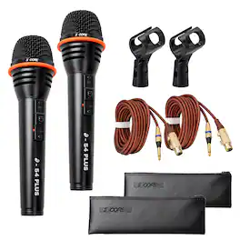 5 CORE - Microphone 2Pc Dynamic Vocal Handheld Mic Cardioid Singing Karaok Microfono w On Off Switch - Black