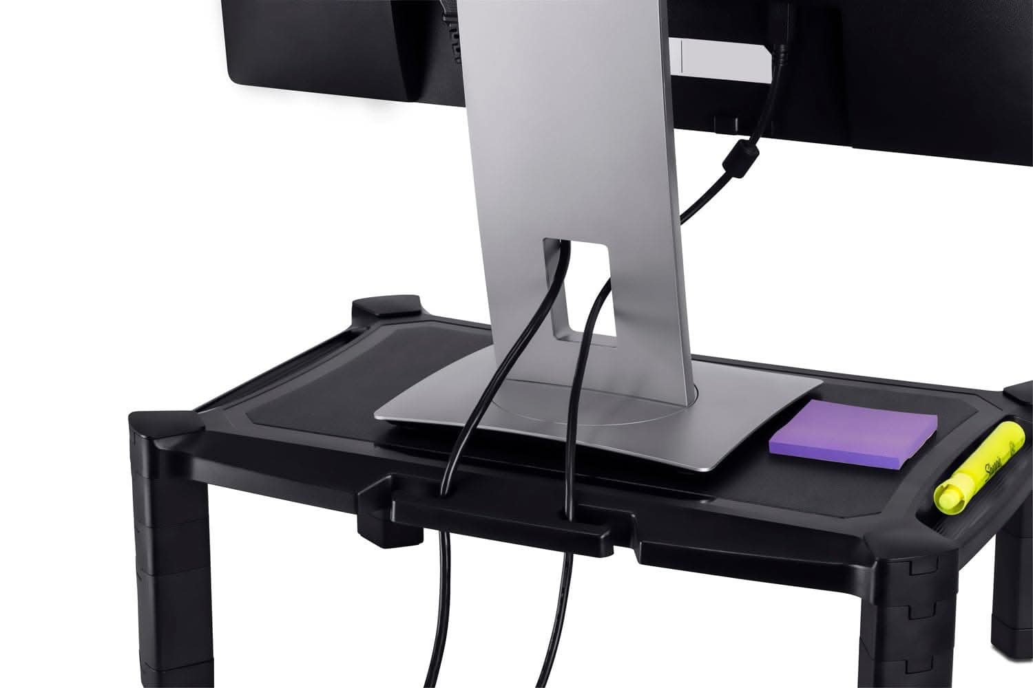Alt View 2. Mount-It! - Height Adjustable Printer & Monitor Stand with Storage Grooves, Up to 6.6" Elevation & 22 lb Capacity, Black - Black.