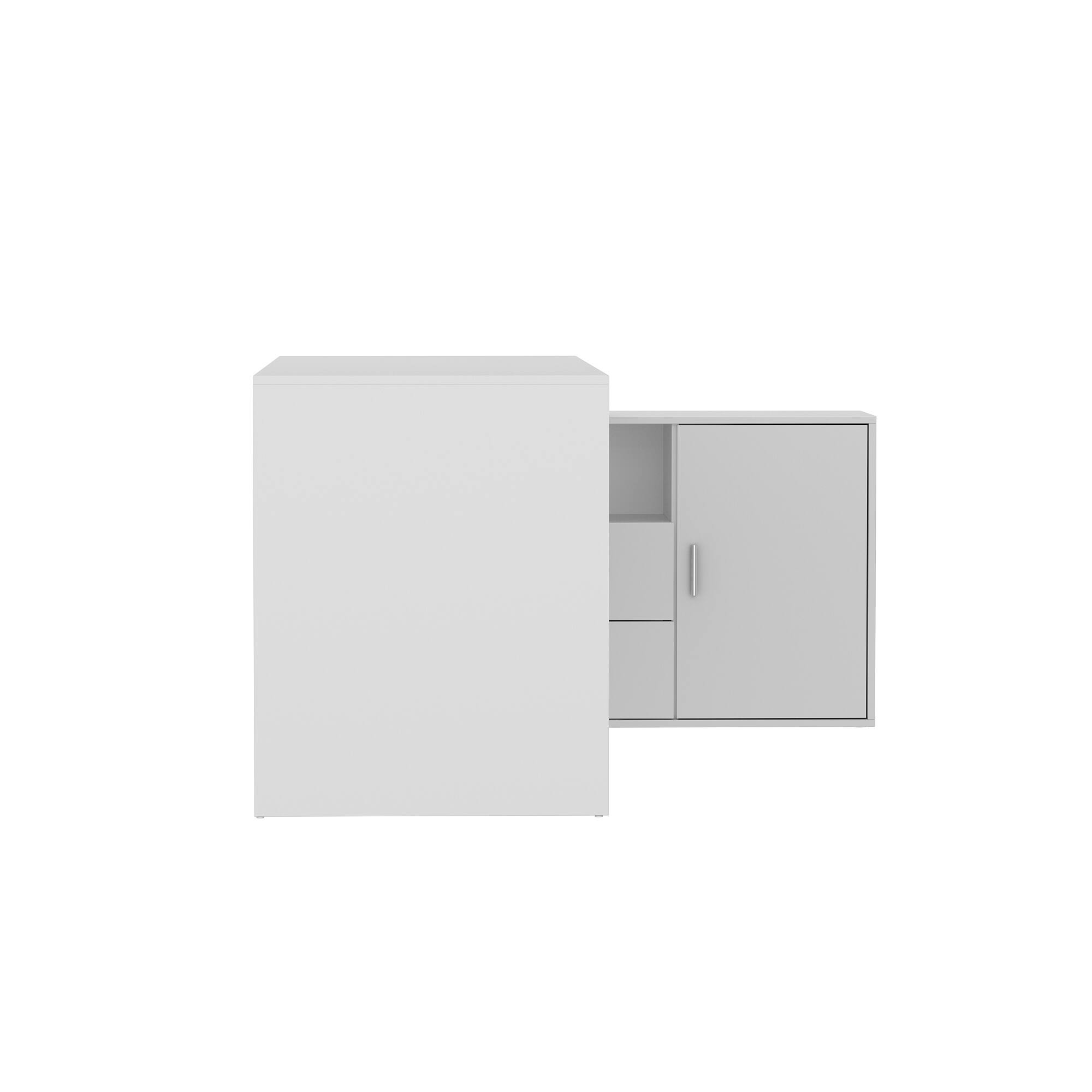 Back. FUFU & GAGA - FUFU&GAGA L - Shaped Multifunctional Desk - Storage - Rich Workstation for Home & Hobby Spaces - White.