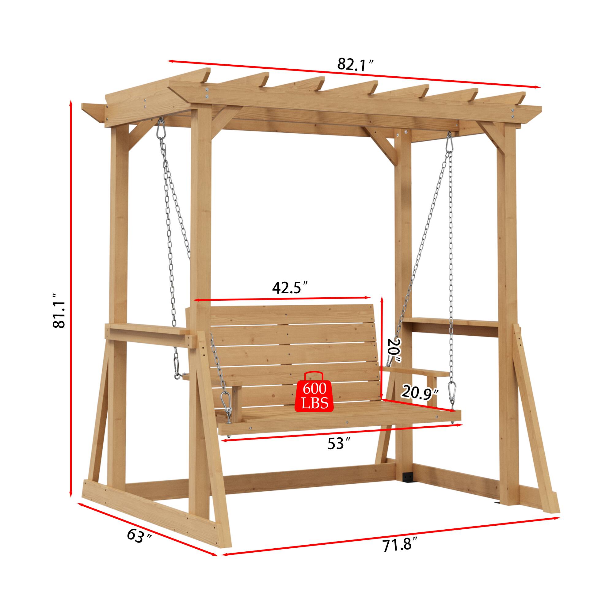 Famapy Solid Cedar 2 Person Pergola Swing Weather Resistant