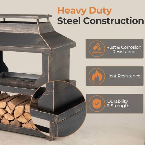 Heavy Duty Steel Construction  
Rust & Corrosion Resistance  
Heat Resistance  
Durability & Strength