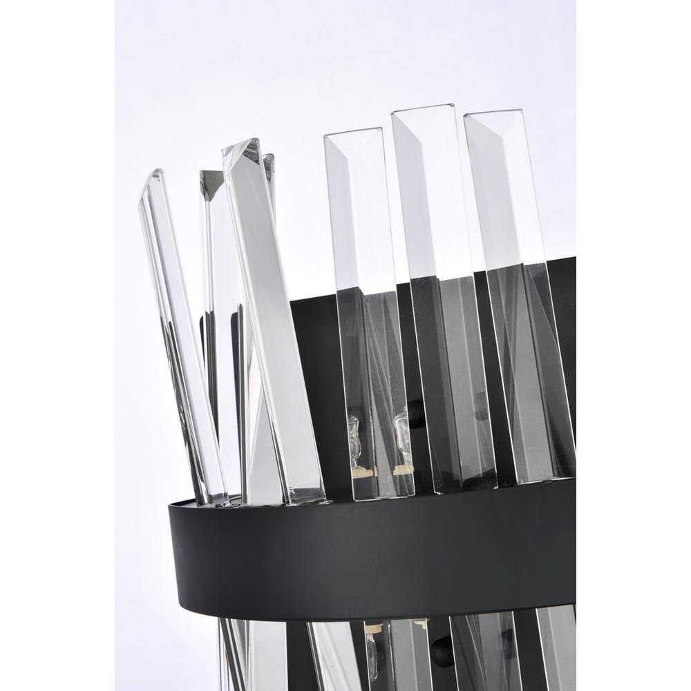 Left. Elegant Lighting - Serephina 8 inch crystal bath sconce in black - Black.