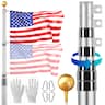 VEVOR - 30FT Telescoping Flag pole Kit, Heavy Duty Aluminum Alloy in Ground Flag Poles for Outside, 3 Display Modes Flagpole - Silver