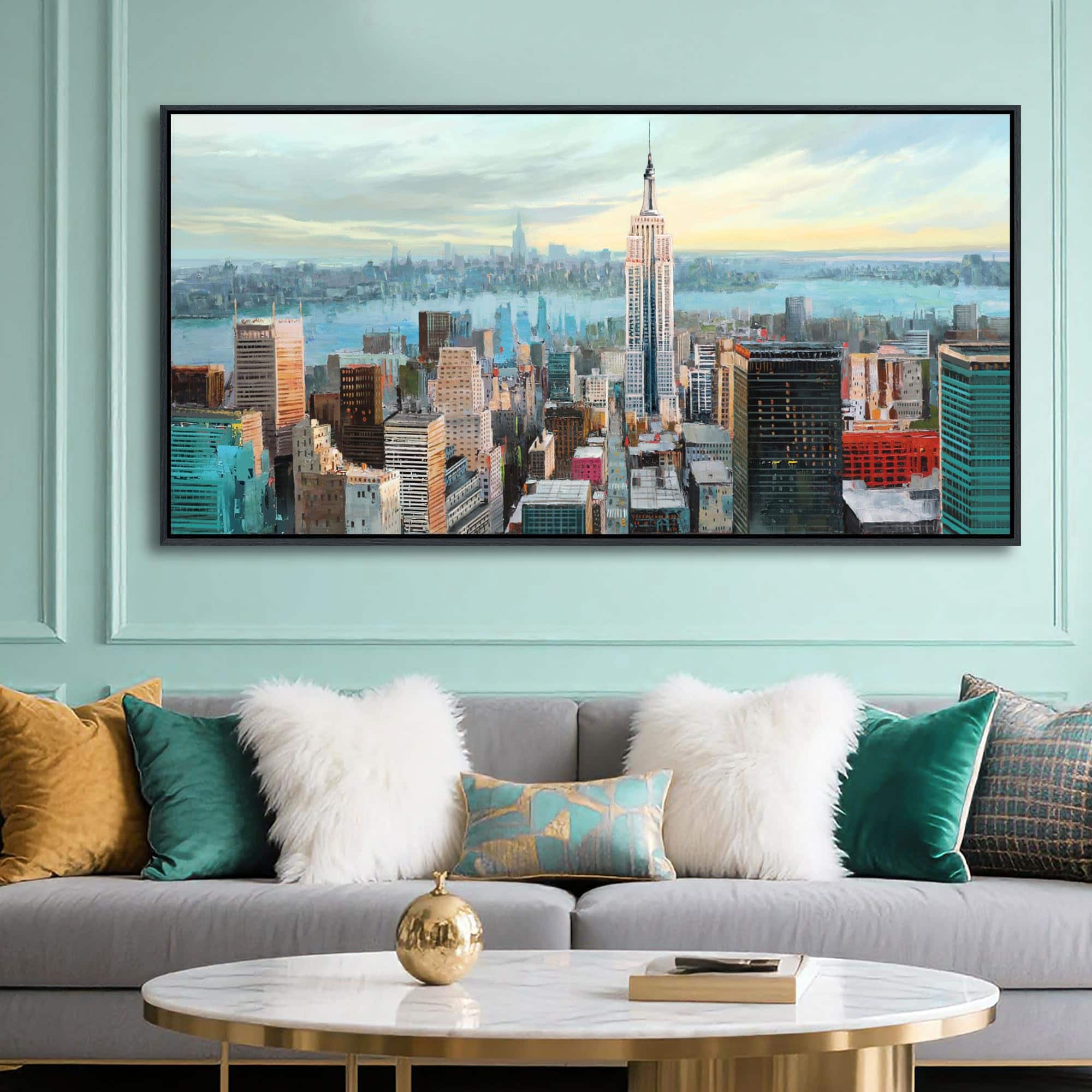 Fabibe - Forest and Lake Pictures | Nature Wall Art for Living Room | Large Canvas Prints and Wall Decor for Bedroom | Elegant Ar - teal 24×48