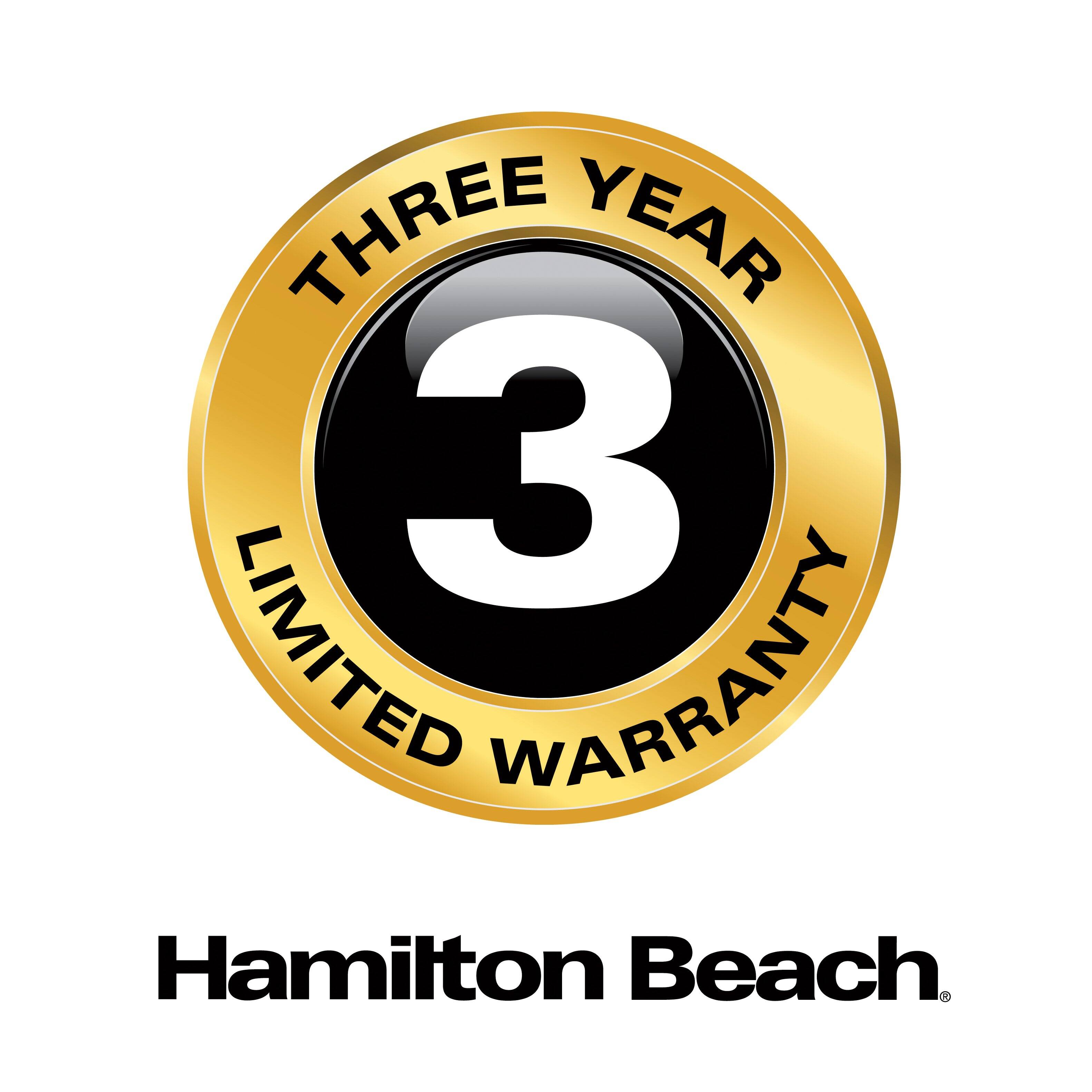 THREE YEAR LIMITED WARRANTY  
Hamilton Beach