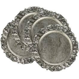 American Atelier - Embossed Charger Plates Set Of 4 14" D - Silver