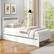 Alt View 2. Costway - Twin Size Platform Bed with Trundle Pull-out Trundle Headboard & Footboard - White.
