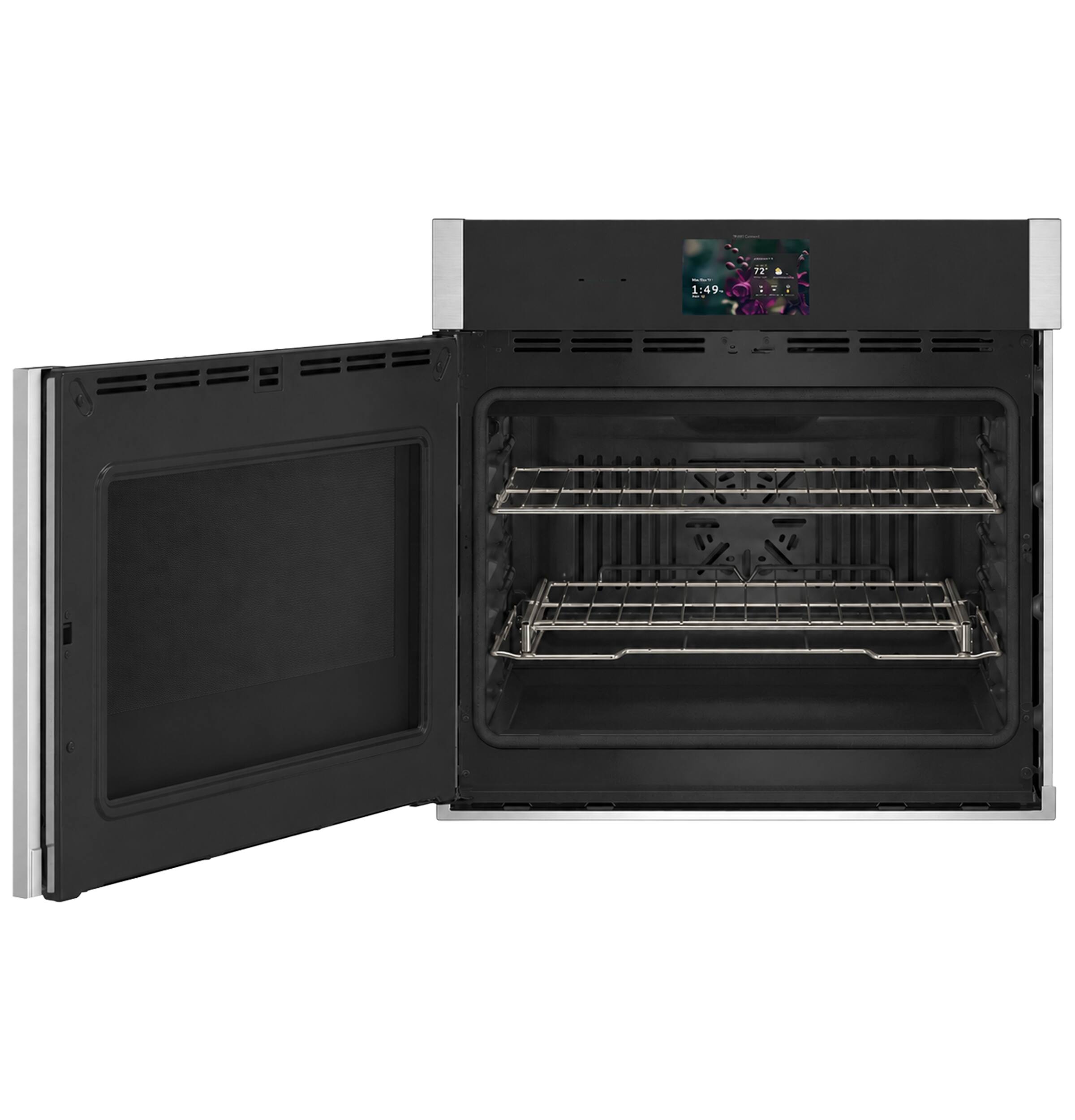 Alt View 16. GE Profile - 30" Smart Built-In Single Electric True European Convection Wall Oven with Air Fry and Left-Hand Side-Swing Door - Stainless Steel.