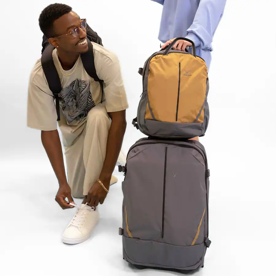 Pilot Rucksacks Hynes Eagle Duo 2 in 1 Rolling Travel Backpack Stone Grey Yellow - Best Buy