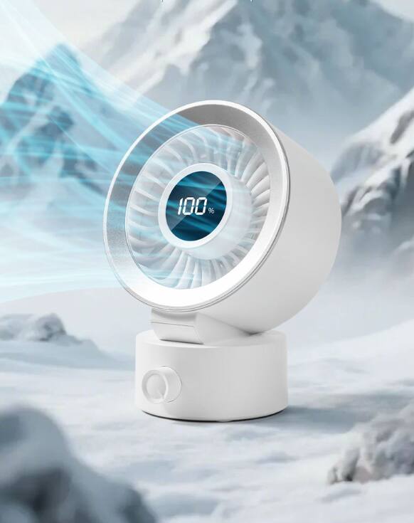 Alt View 2. Cluzine - Lightweight Small Desktop Cooling Fan Dual Power Mode Easy Storage for Home Office and Short Travel.