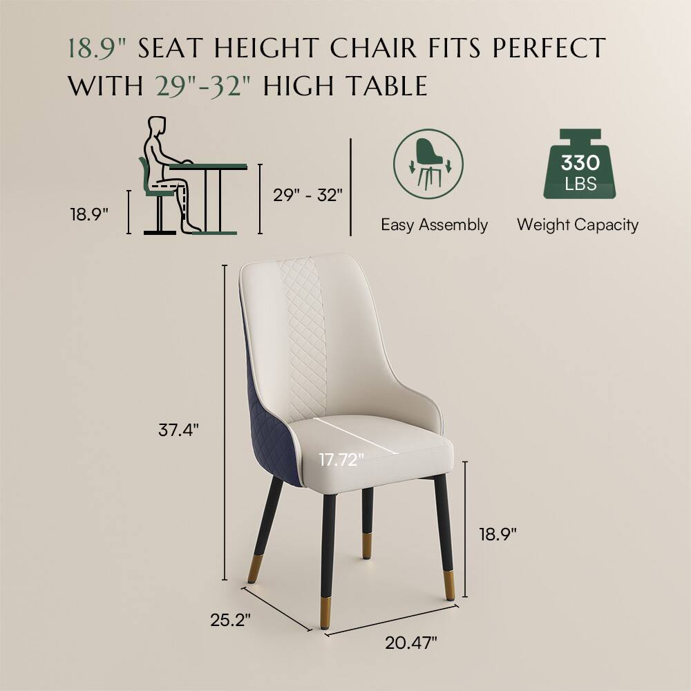 18.9" SEAT HEIGHT CHAIR FITS PERFECT WITH 29"-32" HIGH TABLE

Easy Assembly

Weight Capacity: 330 LBS

Dimensions:
- Height: 37.4"
- Seat Height: 18.9"
- Width: 20.47"
- Depth: 17.72"
- Seat Width: 18.9"
- Seat Depth: 25.2"