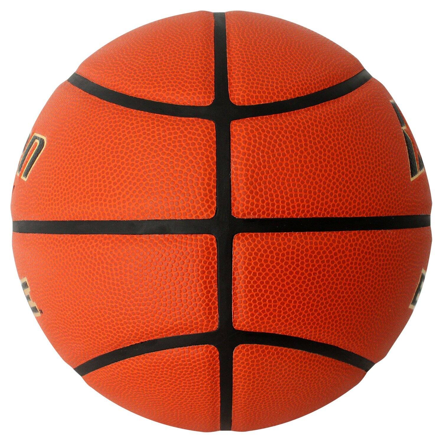 Left. Amber Sporting Goods - Elite Pro | Composite Indoor Game Basketball | Premium Quality for Professional Play | Youth, Women & Men's - Orange.
