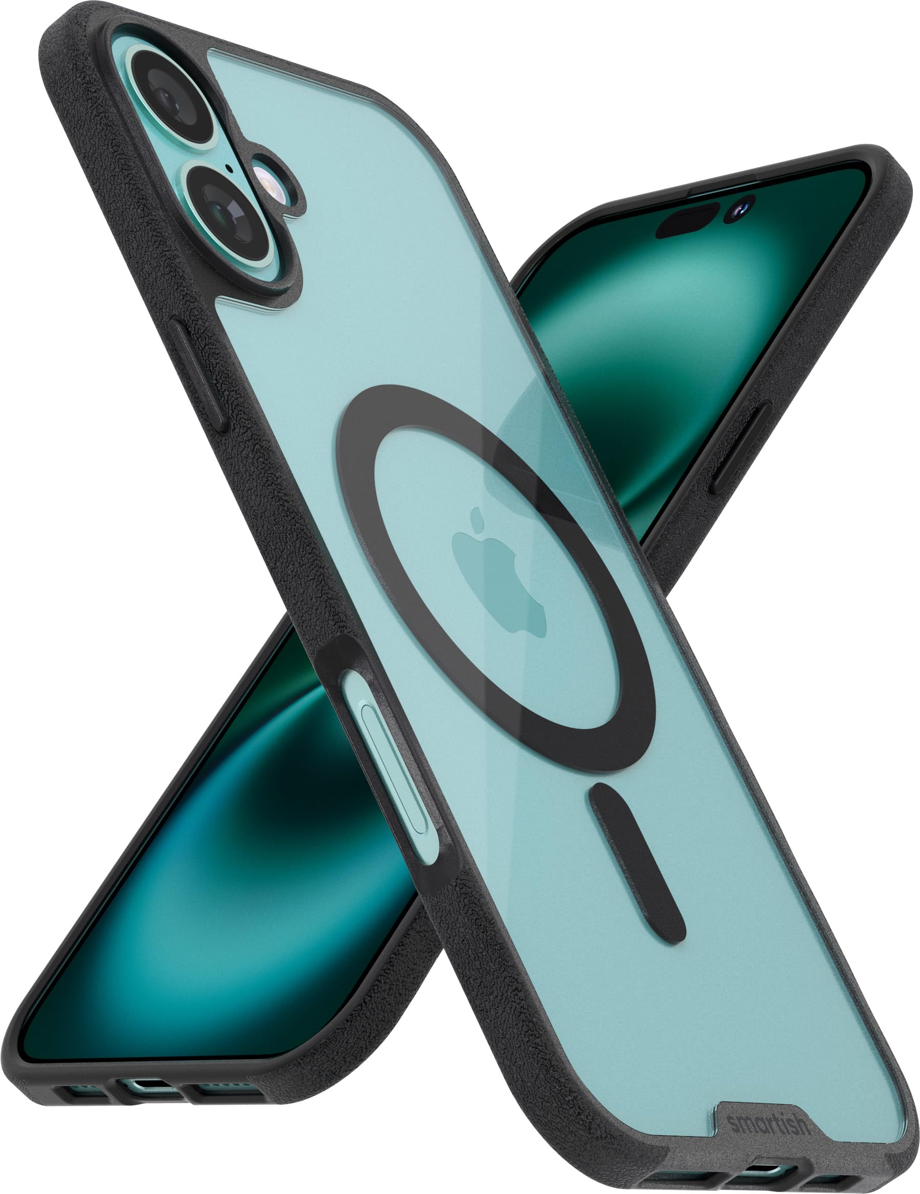 Front. Smartish - Smartish iPhone 16 MagSafe Case - Gripmunk - Protective Slim Grip Magnetic Cover - Clearly Black - Clearly Black.