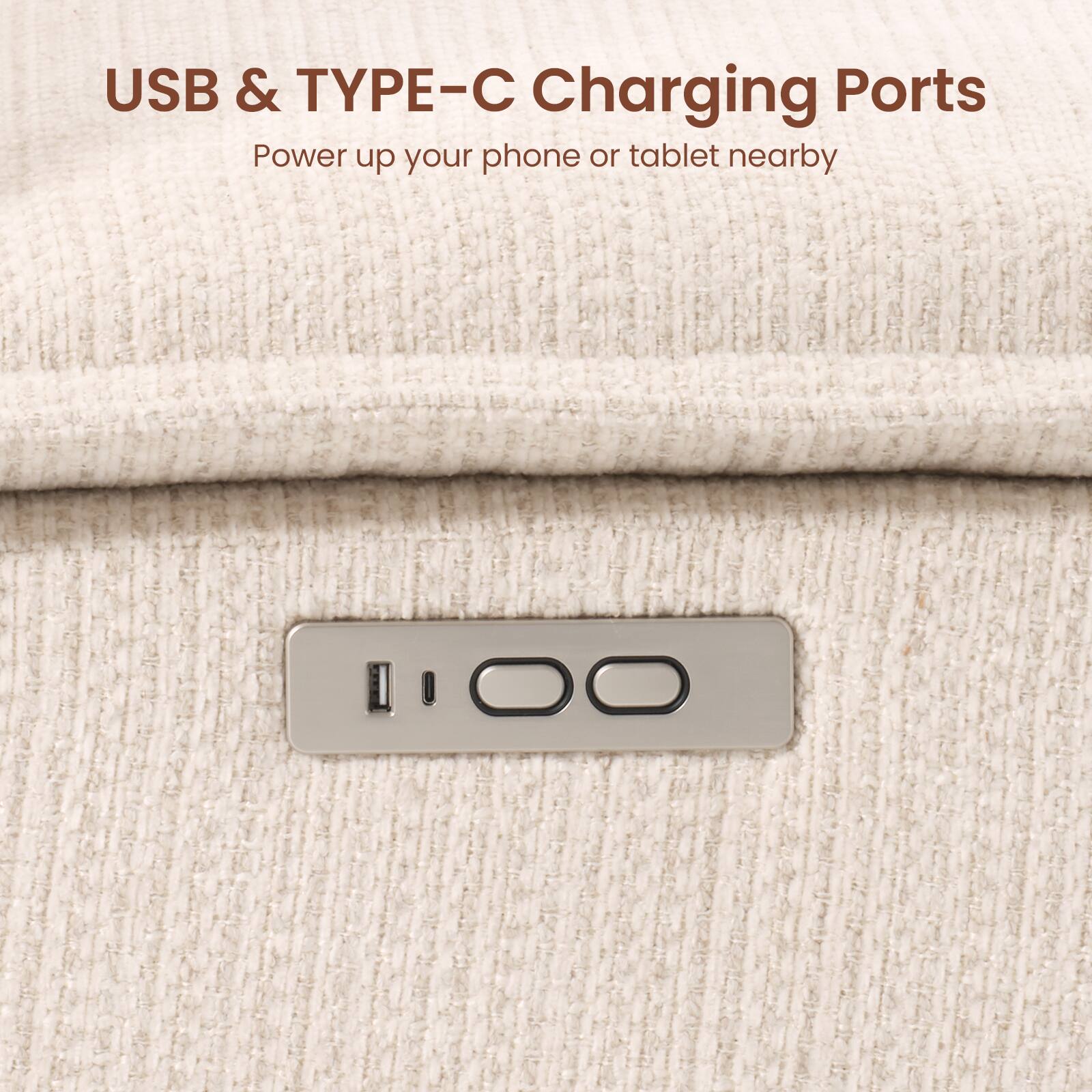 USB & TYPE-C Charging Ports  
Power up your phone or tablet nearby