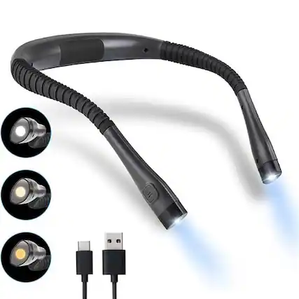 Front. Equipd - Neck Book Reading Light 1000mAh Rechargeable Private Lightweight Hands Free Book Lights for Book Lovers Reading at Night - Black (1-Pack ).