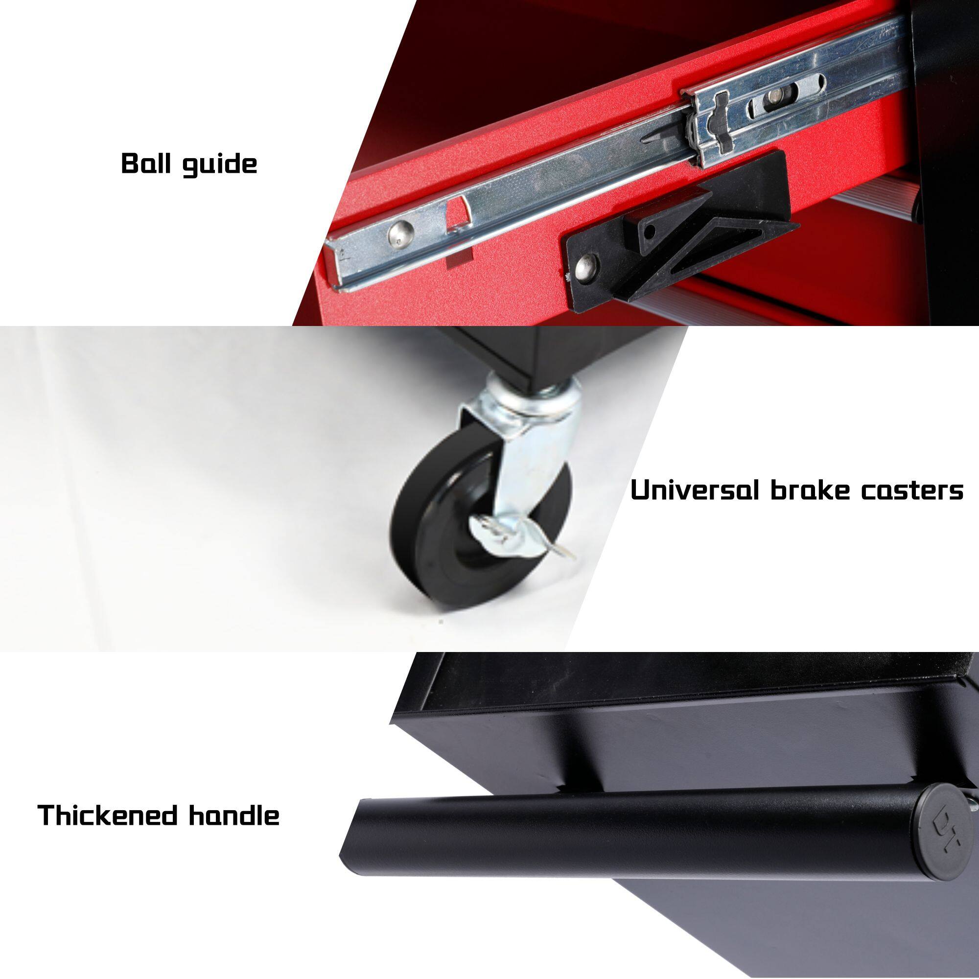 - Ball guide
- Universal brake casters
- Thickened handle