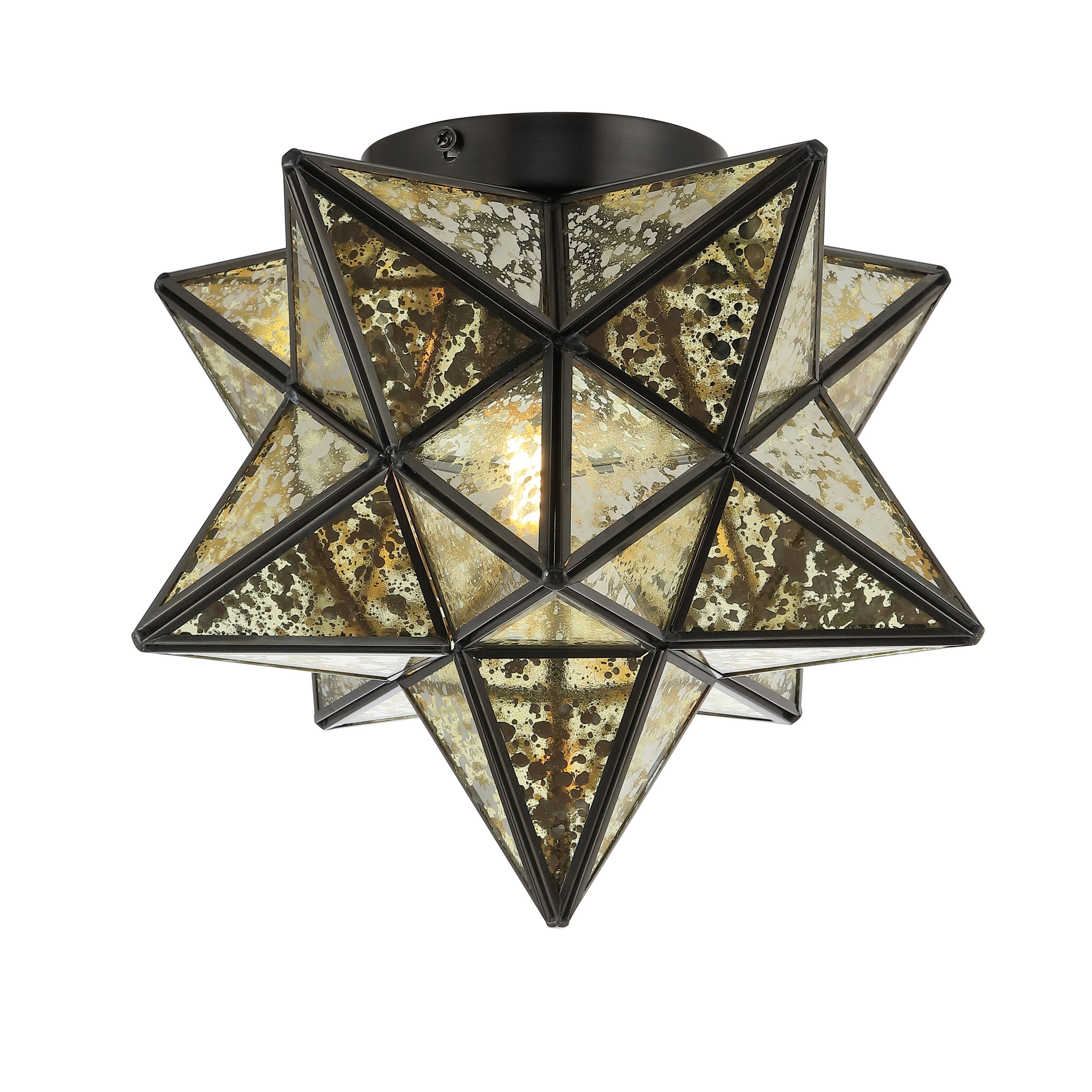 "Jonathan Y - Stella 12"" Moravian Star Metal/Mercury Glass LED Flush Mount, Oil Rubbed Bronze - Oil-Rubbed Bronze" price history on PriceWatchPro