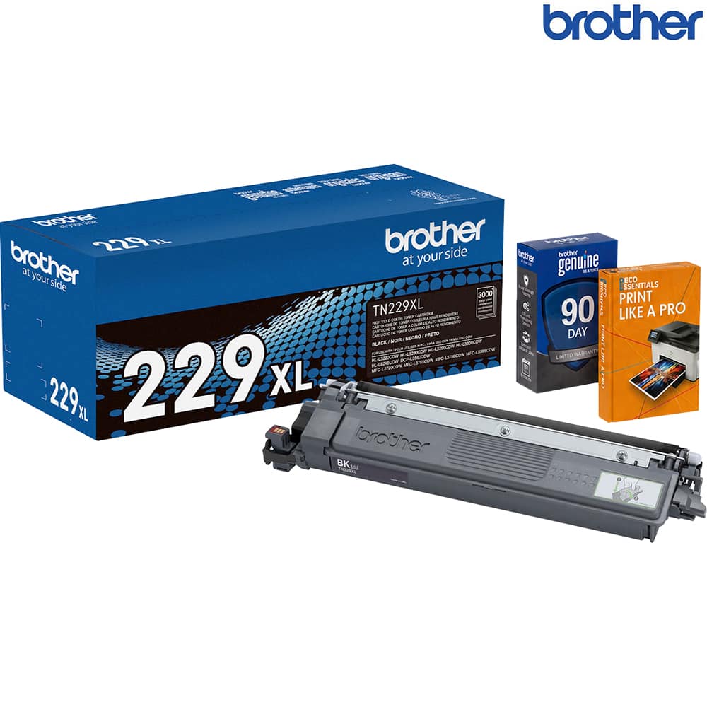 Brother - TN229XLBK Genuine High Yield Toner Cartridge Black with Deco Essentials Guide