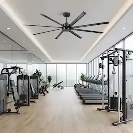 Vaczon - 120" Industrial Aluminum HVLS Ceiling Fan without Light, Large Windmill Ceiling Fan with Remote Control - Black