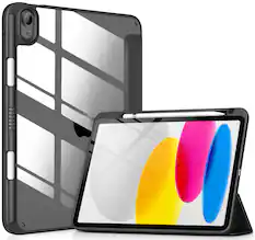 Front. DTTO - Case for iPad (A16) 11-inch 2025 and iPad 10th Generation 10.9 Inch 2022, Clear Back and TPU Shockproof Frame Cover - Black.