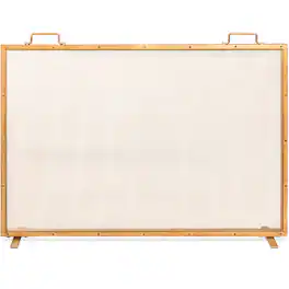 Best Choice Products - 38x27in Single Panel Fireplace Screen Handcrafted Steel Mesh Spark Guard w/ Handles - Antique Gold