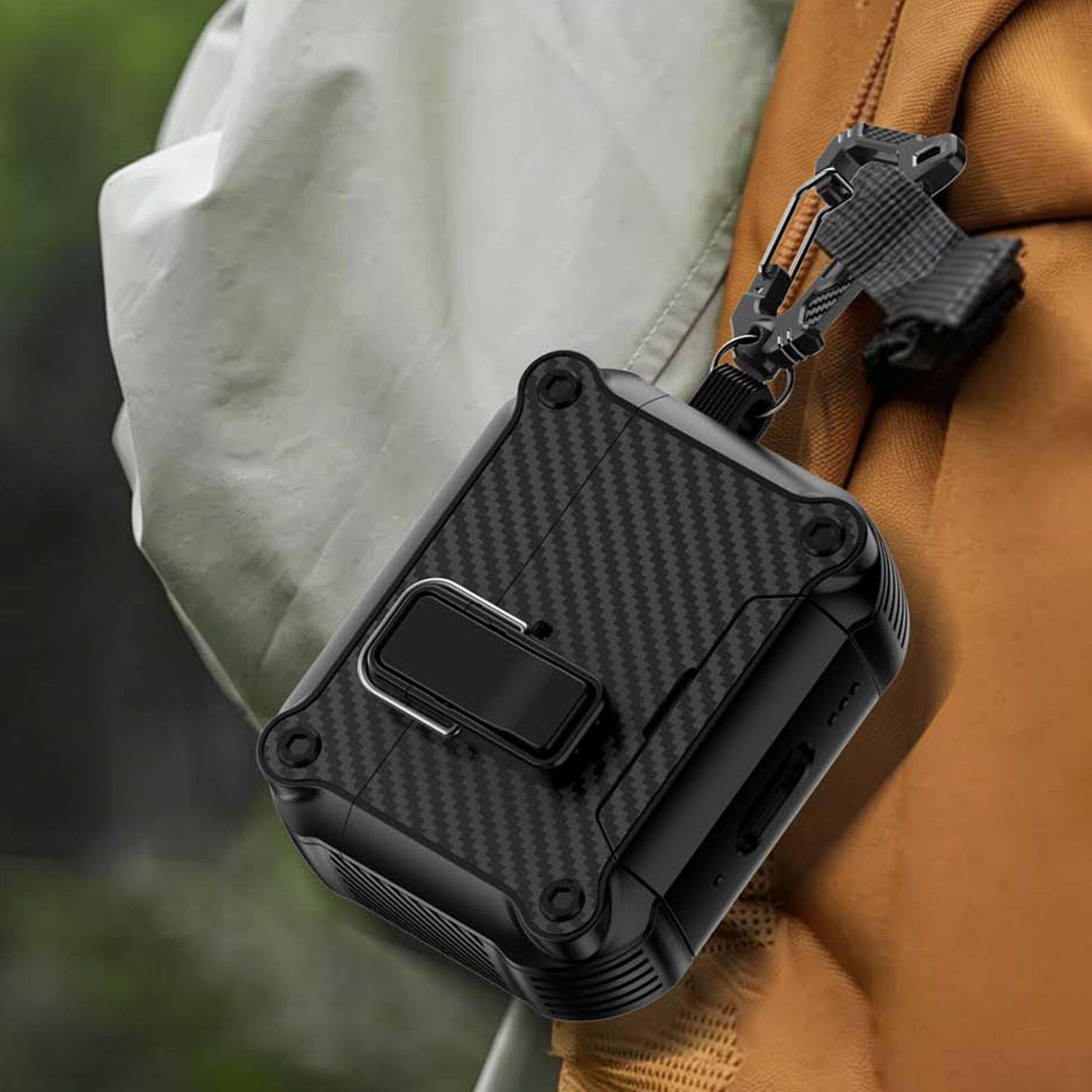 Alt View 2. Dteck - Rugged Case for Airpods Pro 3rd Gen (2025) Heavy Duty Drop Protective Magnetic Lock Cover With Keychain + Clean Kit Pen - White.
