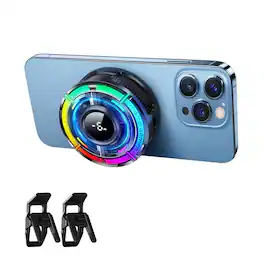 ACJPR - MagSafe Phone Cooler for Gaming, Portable RGB Cooling Fan for iPhone, Android, iPad, and Mobile Devices - Black