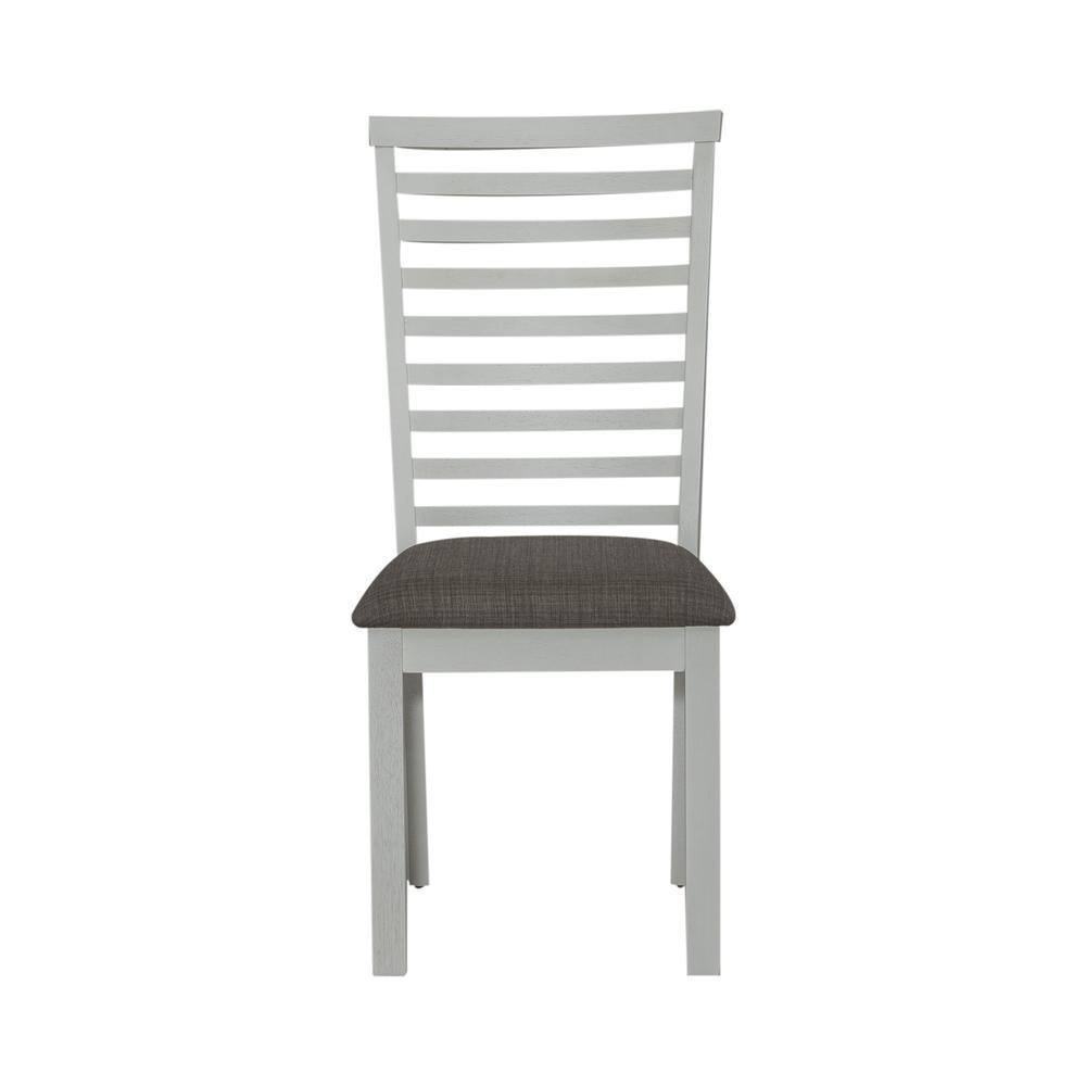 Angle. Liberty Furniture Industries - Uph Ladder Back Side Chair (RTA) - Set of 2 Transitional White - Grey.