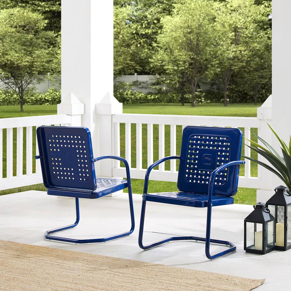 Alt View 8. Crosley Furniture - Bates 2Pc Retro Outdoor Chair Set - 2 Armchairs - Navy Gloss.