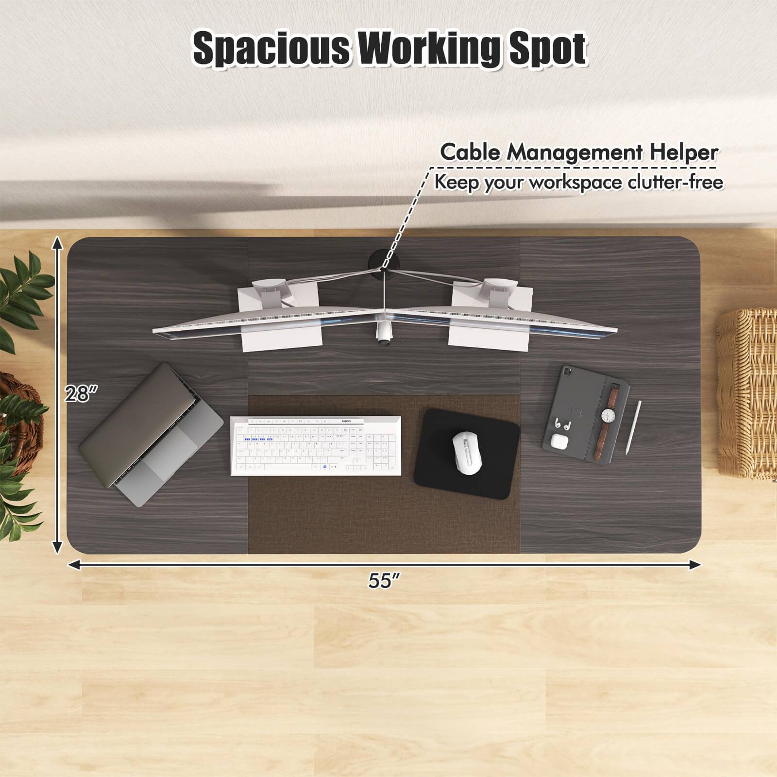 Spacious Working Spot Cable Management Helper Keep your workspace clutter-free 28" 6 55"
