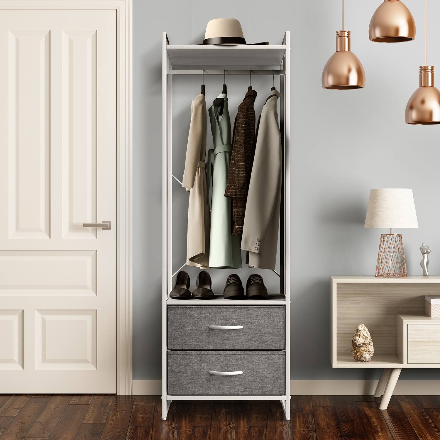 Alt View 6. Sorbus - Sorbus Clothing Rack with Drawers - Clothes Stand Dresser - Wood Top, Steel Frame for Hanging Shirts, Dresses, & Jackets - White.