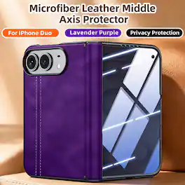 Dteck - Shockproof Case for Apple iPhone Duo 2026 with Screen Protector, Slim Leather Texture Full Hinge Protection Cover - Privacy Purple