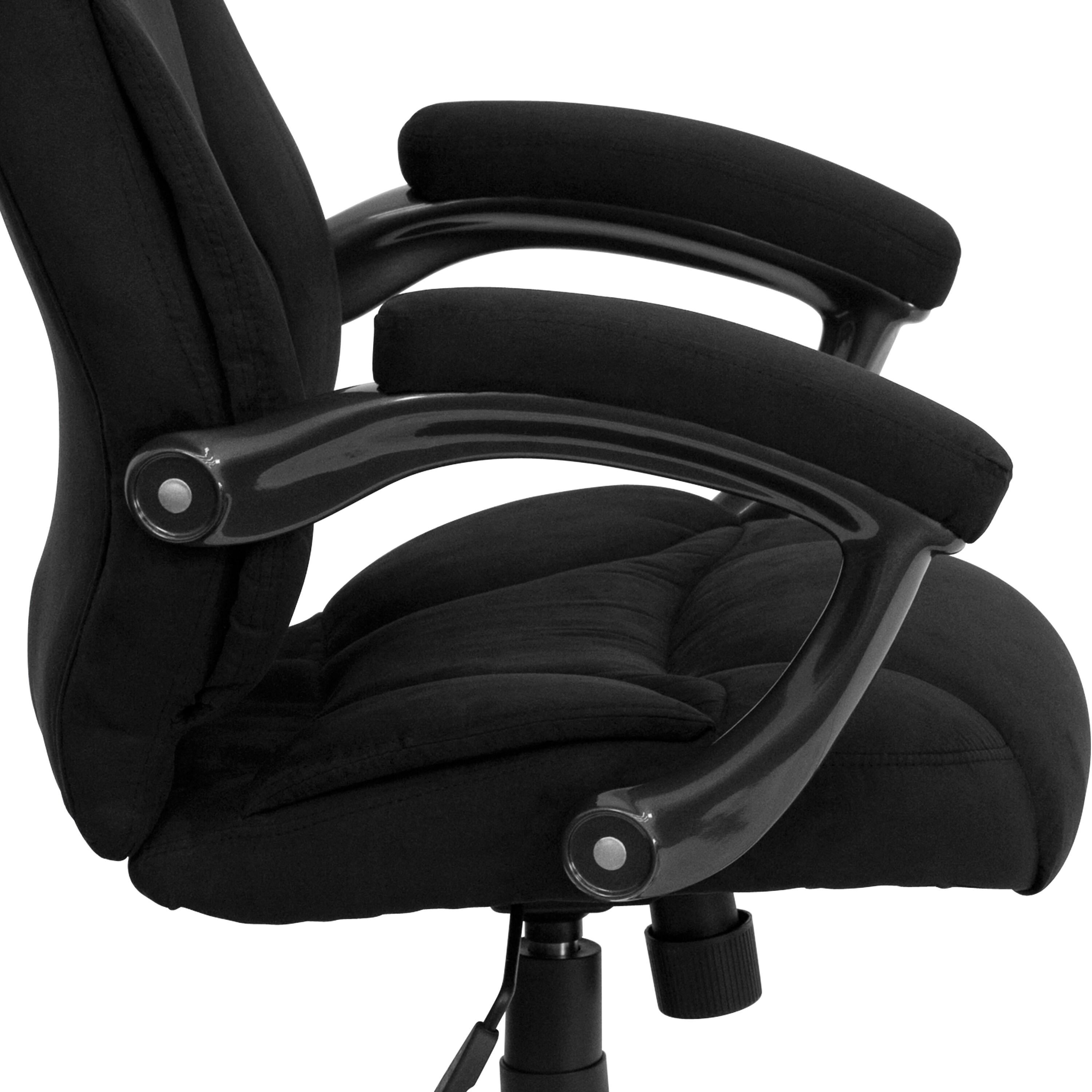 Alt View 8. Emma + Oliver - High Back Executive Ergonomic Office Chair with Silver Nylon Base and Arms - Black Microfiber.