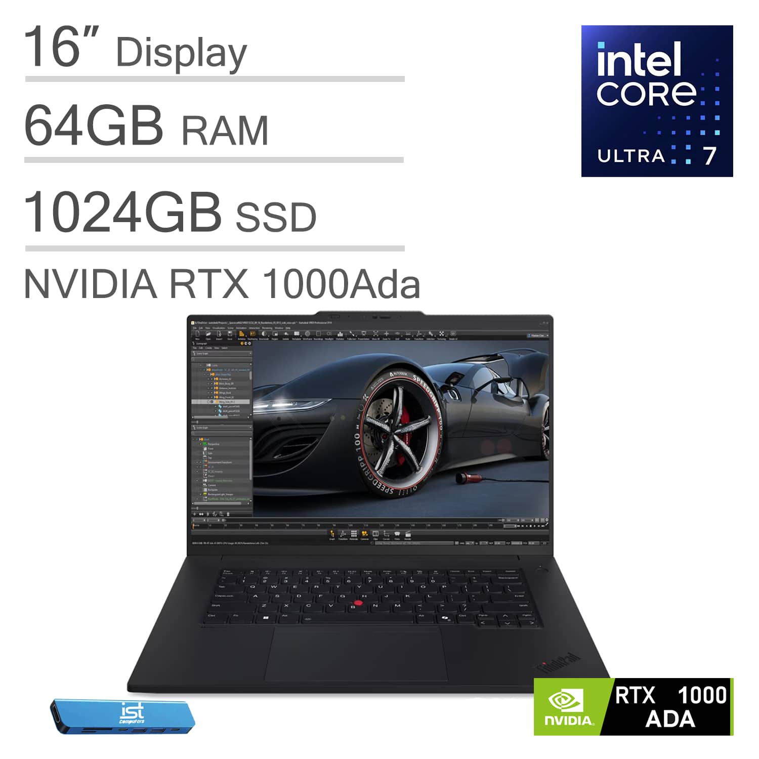 Lenovo - ThinkPad P1 Gen 7 16" WUXGA Workstation Laptop - Intel Core Ultra 7 - RTX 1000Ada - 64GB RAM - 1TB SSD - Windows 11 Pro - Black