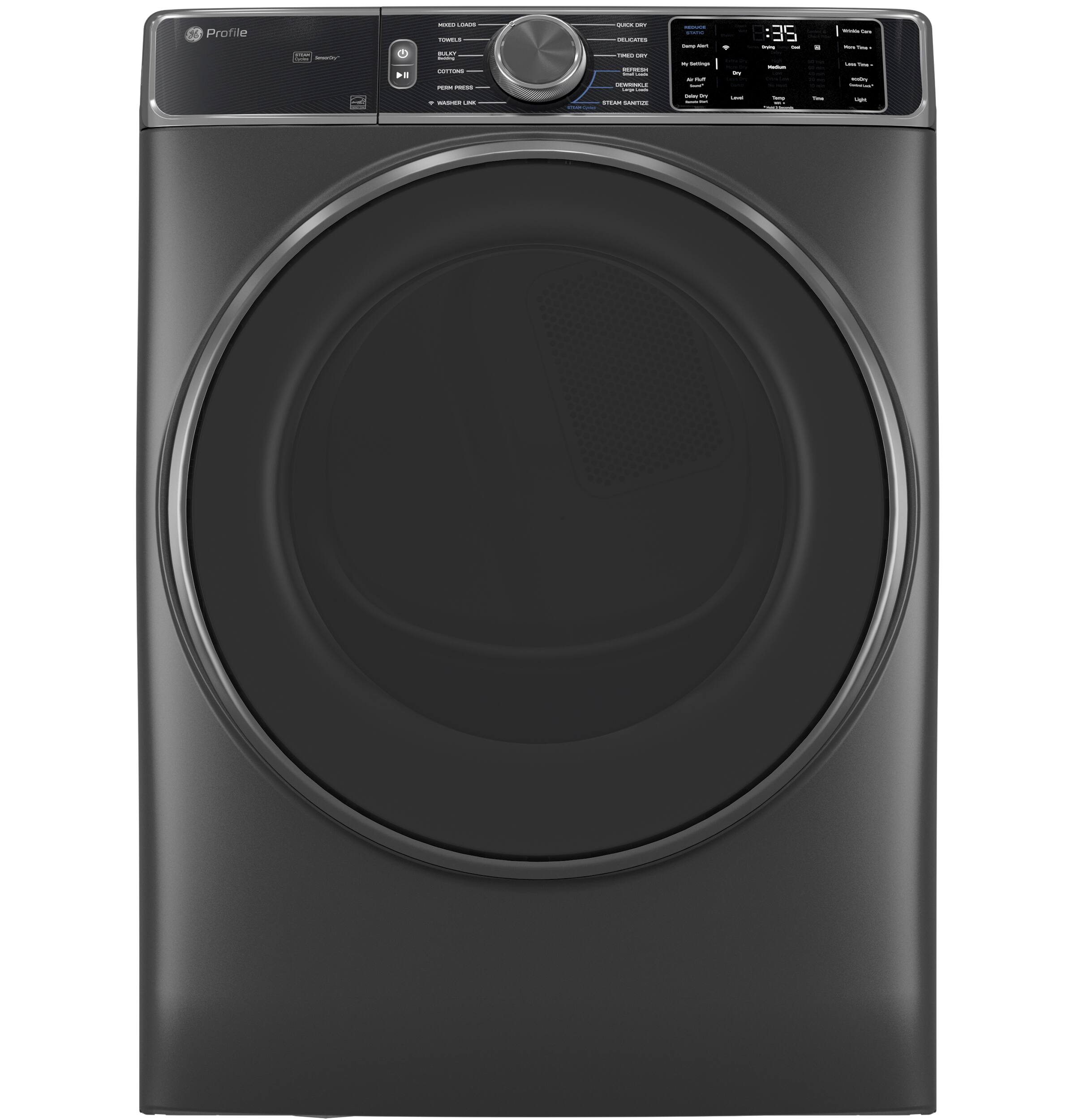 GE Profile - 7.8 Cu. Ft. Stackable Smart Electric Dryer with Steam and Sanitize Cycle - Carbon Graphite