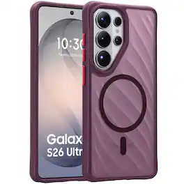 Dteck - Magnetic Shockproof Slim Case for Samsung Galaxy S26 Ultra,Translucent Matte Back Cover,Anti-Scratch Hard PC & TPU Shell - Winered