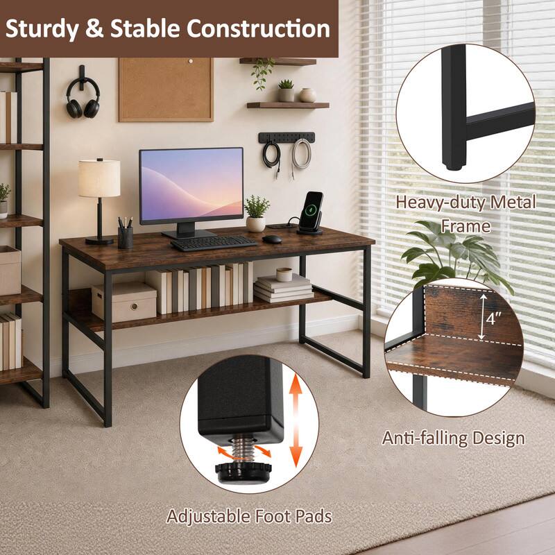 Sturdy & Stable Construction  
Heavy-duty Metal Frame  
4" Anti-falling Design  
Adjustable Foot Pads