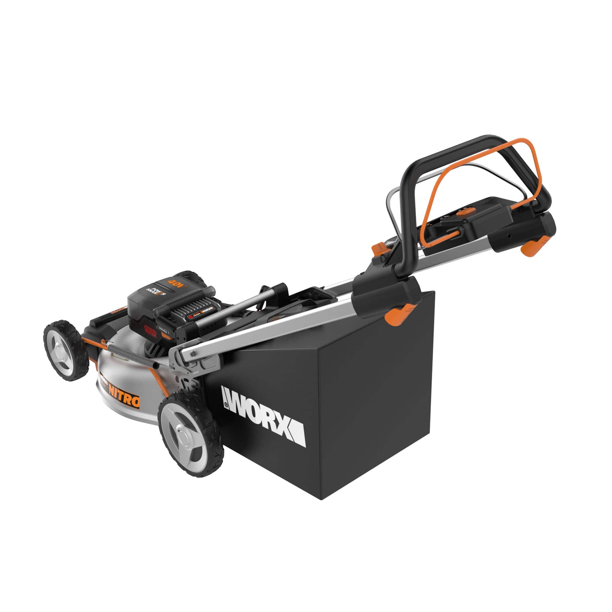 Alt View 14. WORX - Nitro 40V Cordless Self-Propelled Lawn Mower (2 x 5.0 Ah Batteries and 1 x Charger) - Black.