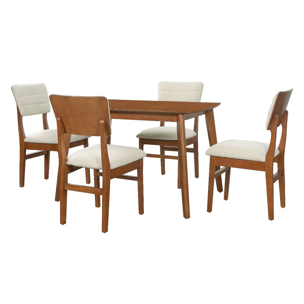 Alt View 10. Loheer - Loheer Farmhouse Dining Table Set for 4 with Upholstered Dining Chairs, Brown and Beige - Brown and Beige.
