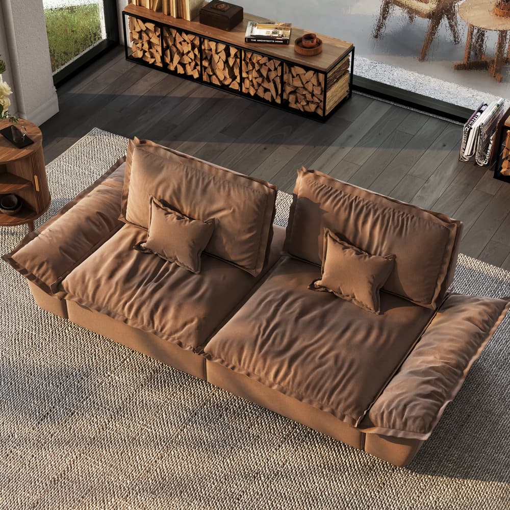 "POVISON - 104.33"" Sailboat Deep Sofa Stain Resistant Cozy Couch with Adjustable Backrest - Brown Suede Fabric" price history on PriceWatchPro