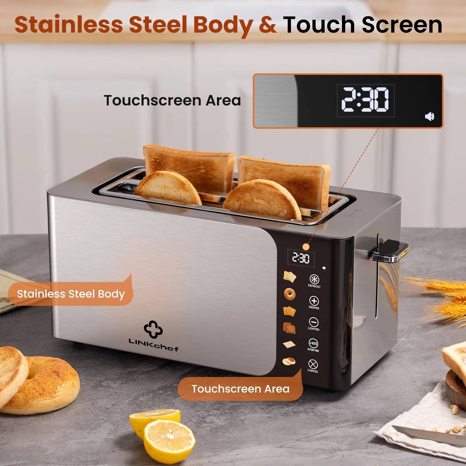 Stainless Steel Body & Touch Screen

Touchscreen Area

Stainless Steel Body

Touchscreen Area