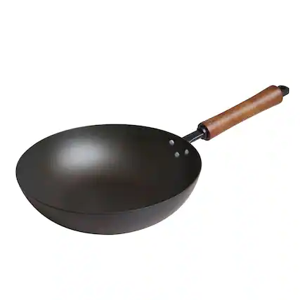 Front. Escali - Joyce Chen Classic Series 9.5-Inch Carbon Steel Preseasoned Stir Fry Pan - Black.