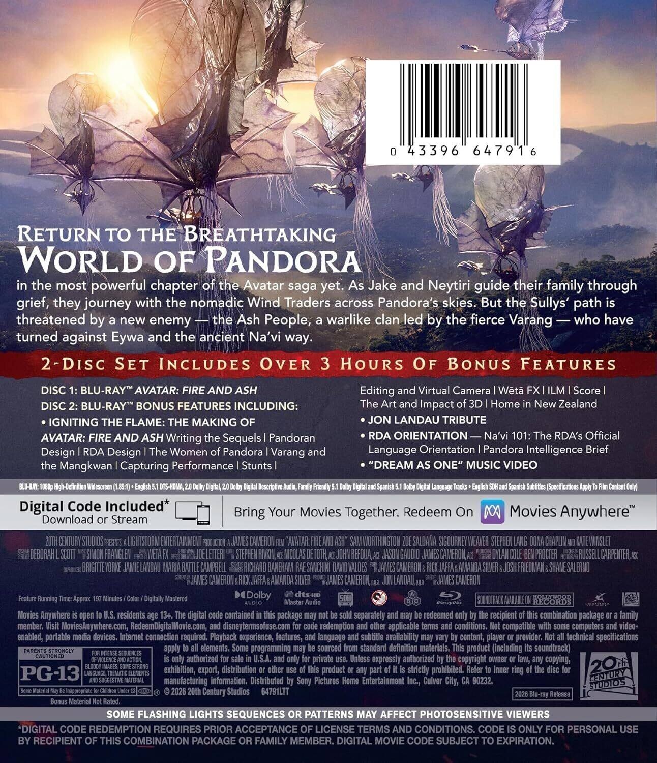 Alt View 1. Avatar: Fire and Ash   - BLU-RAY.