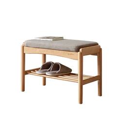 Ropilly - Solid Wood Shoe Bench Mid-Century Modern Entryway Storage Bench with Cushion for Small Spaces 24 Inch - Gray