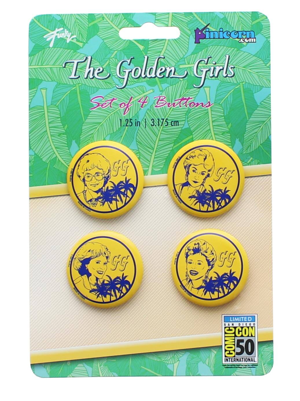 pinicorn.com The Golden Girls Set of 4 Buttons 1.25 in | 3.175 cm GG GG FG GG LIMITED SAN DIEGO COMIC 50 INTERNATIONAL
