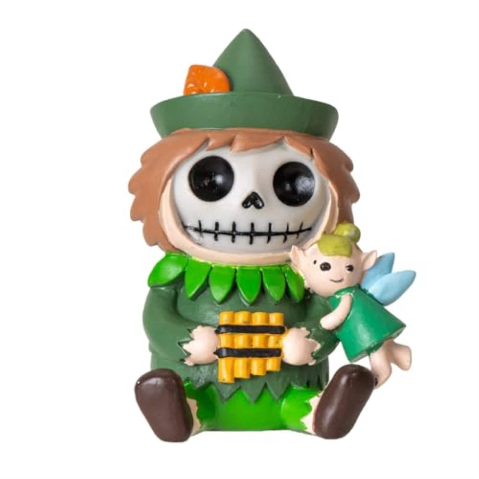 Pacific Trading - Peter Pan Furrybones Figurine Skeleton Figurine in Peter Pan Costume with Tiny Fairy 3.38 Tall - Green