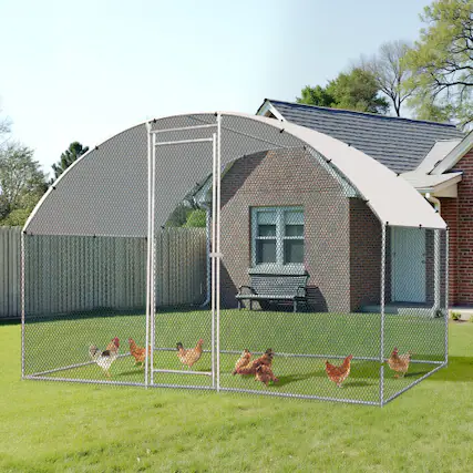 Front. Winado - 6.5 x 10 FT Metal Walk In Chicken Coop Run Cage Round Roof Rabbit Hutch Hen House Enclosure.